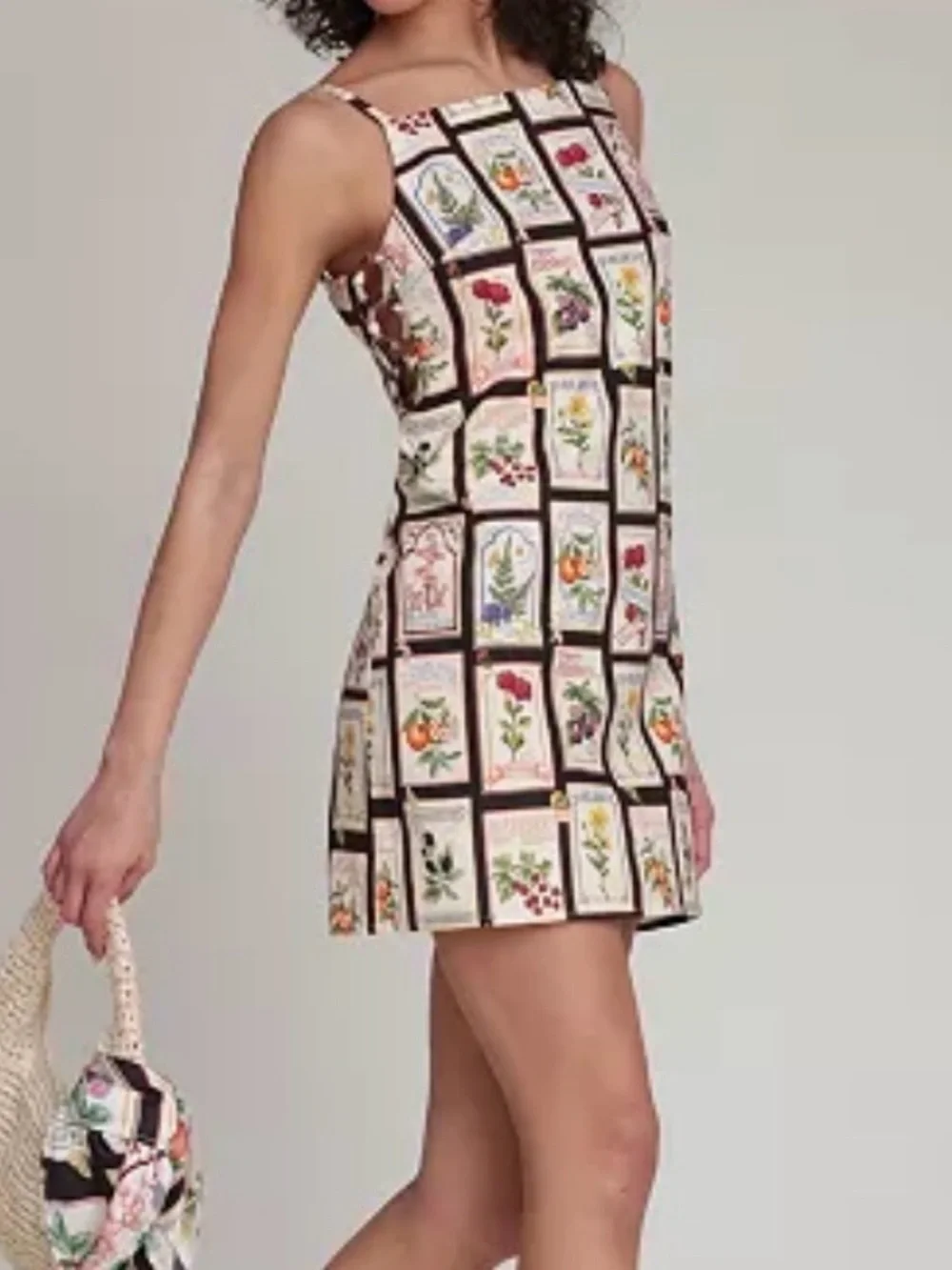 Avec Les Filles Botanical-Print Square-Neck Mini Dress in size 6 NWT - Picture 1 of 7